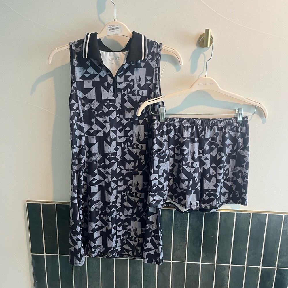 Golf combo Black & Gray Patterned dress  and Black Lady Hagen Skort
